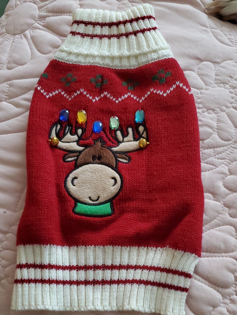 Festive Red Reindeer Holiday Pet Sweater - Unbranded